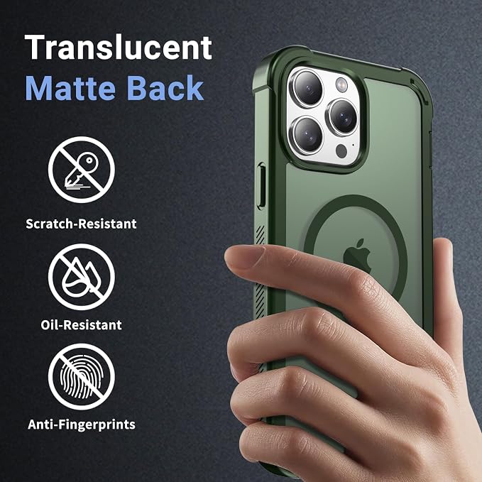 jaroco Magnetic for iPhone 13 Pro Max Case, [Compatible with MagSafe][Military Grade Drop Protection][Heavy Duty Protection][Non-Slip][Shockproof] 2-Layer Durable Bumper Phone Case 6.7''-Army Green