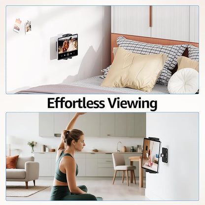 Urmust Universal Tablet Wall Mount Holder, 360 Adjustable, for 4.7-15.6" Devices, iPad, iPhone, Galaxy Tab, Surface Pro, Sturdy Aluminum Wall Phone Holder, for Home, Office & Public Spaces