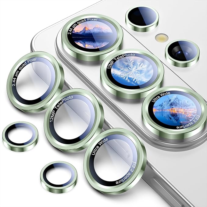 Uyiton for Samsung Galaxy S26 Ultra Camera Lens Protector - [Case-Friendly][Not Easy to Break][Ultra-Thin] Military-Grade Tempered Glass with Aluminum Metal Rear Camera Screen Cover - Green