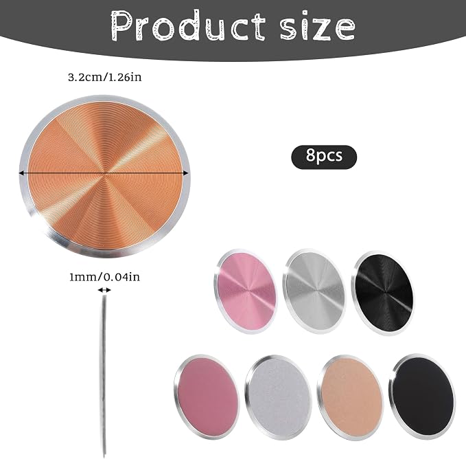 Phone Plate, 8 Pack Round Magnetic Plate 1.26 Inch (3.2cm) Universal Metal Disc for Magnetic Car Mount, Strong Adhesive Replacement Patch