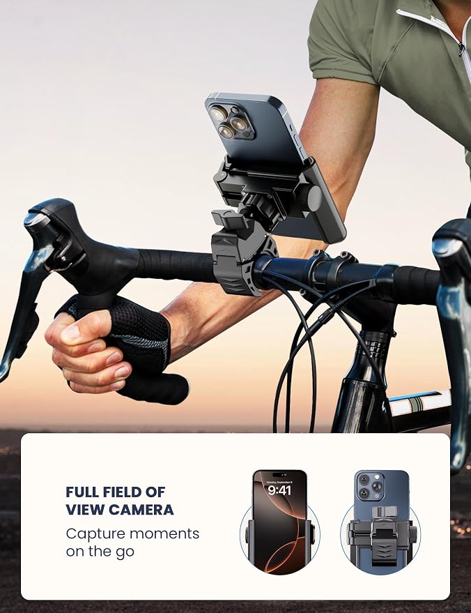 Grefay Bike Phone Holder Motorcycle Phone Holder 1S Quick Release& 360° Rotation Bike Phone Mount, Universal Motorbike Bicycle Phone Holder for iPhone 17/16/15/14 Pro Max, 3.5-7.0 Inch Smartphones