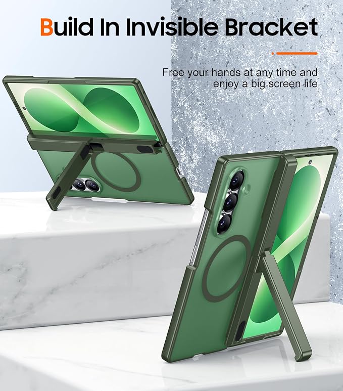 SPIDERCASE Magnetic for Samsung Galaxy Z Fold 8 Ultra Case,Built-in [Screen Protector] [Hinge Protection] [Kickstand] Full Body Protective Phone Case for Z Fold 8 Ultra - Green