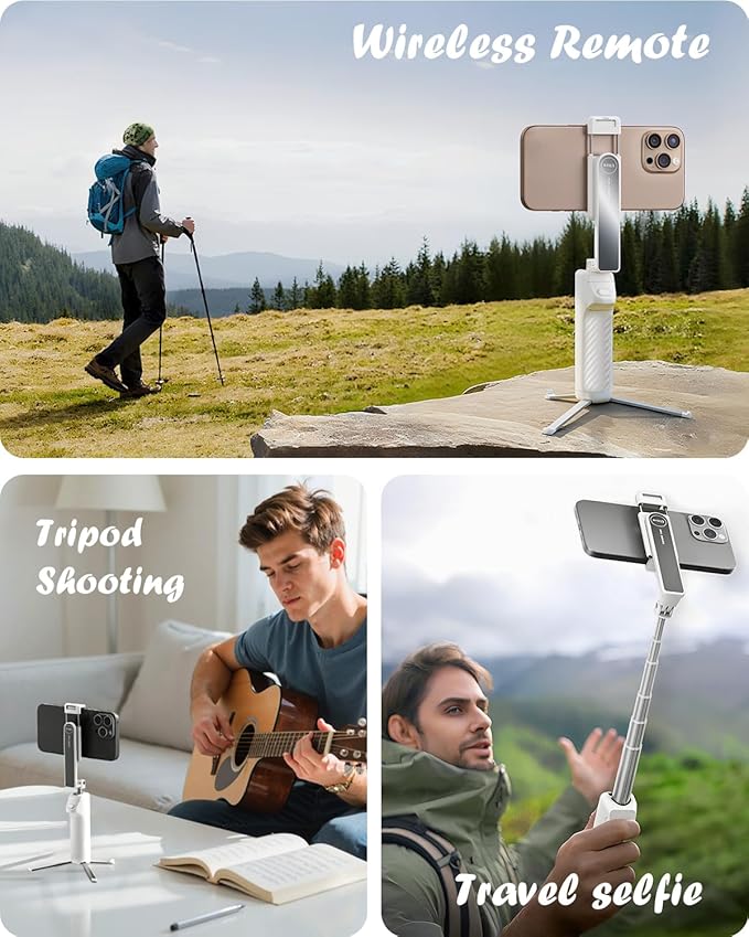Viozon Aluminum Alloy Wireless Selfie Stick Tripod with Detachable Remote, Lightweight Extendable Phone Stand Compatible with 4–7" iPhone & Android Smartphones