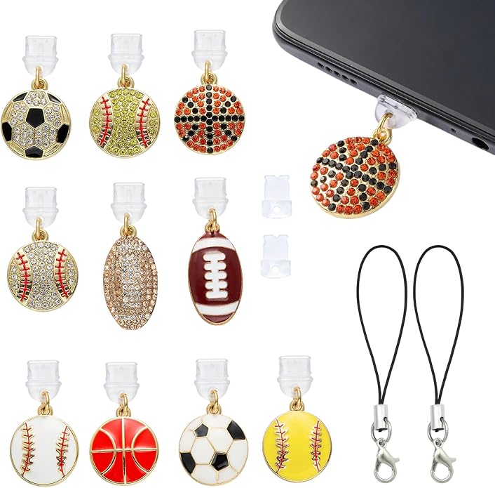 7-10Pcs Dust Plug Charm Type C with Alloy Pendants Cute Cell Phone Charms for Most Type C Phone,Readers Device