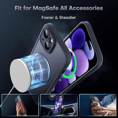 TOCOL for iPhone 15 Plus Case, Upgraded Full Camera Protection, Drop Protection, Compatible with Magsafe,Translucent Magnetic Matte Phone Case for iPhone 15 Plus 6.7 inch (Matte Black)