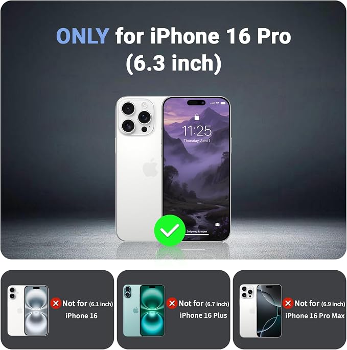 jaroco Magnetic for iPhone 16 Pro Case, [Compatible with MagSafe][Military Grade Drop Protection][Heavy Duty Protection][Non-Slip][Shockproof] 2-Layer Durable Bumper Phone Case 6.3''-Dark Purple
