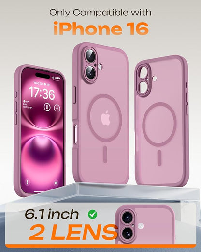 TOCOL for Phone 16 Case, Compatible with Magsafe Charger, Full Camera Protection, Drop Protection, Translucent Matte Phone Case for iPhone 16 6.1 inch (Lilac Purple)