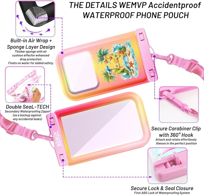Personalized Initial Waterproof Phone Pouch Case - IPX8 Cellphone Dry Bag with Lanyard for iPhone 16/15/14/13/12 Pro Max (6.1–6.9"), Beach & Cruise Ship Essentials with Monogrammed Design (Pink, H)