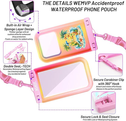Personalized Initial Waterproof Phone Pouch Case - IPX8 Cellphone Dry Bag with Lanyard for iPhone 16/15/14/13/12 Pro Max (6.1–6.9"), Beach & Cruise Ship Essentials with Monogrammed Design (Pink, H)