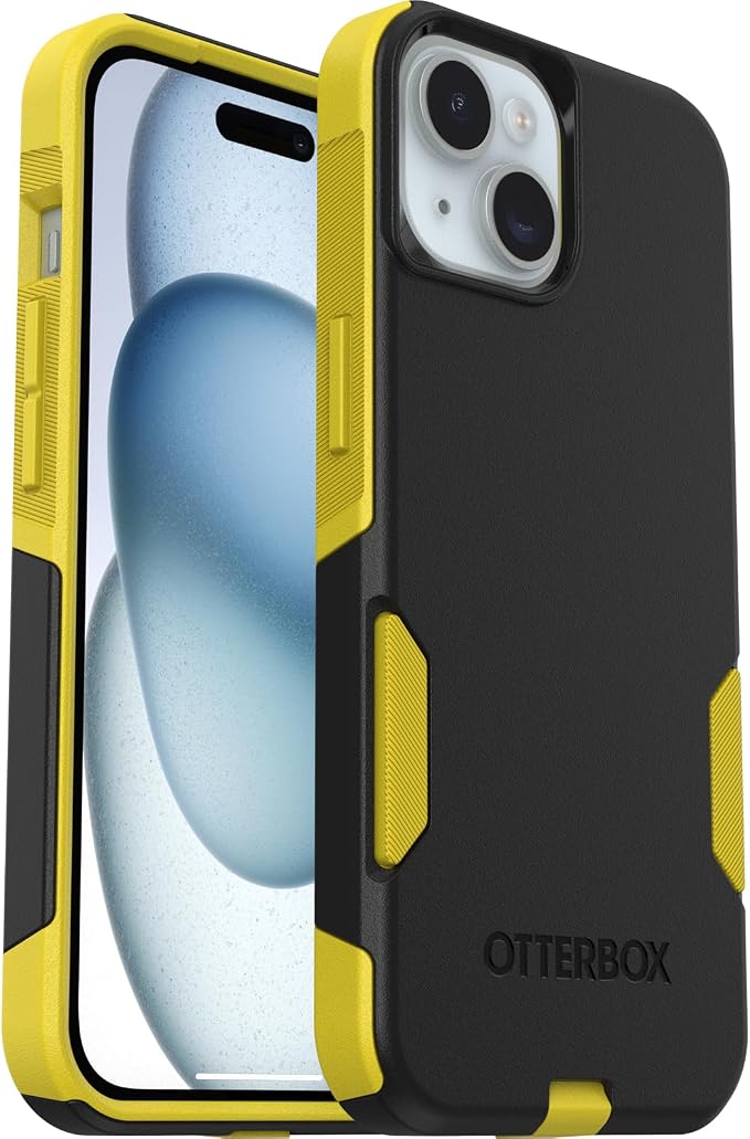 OtterBox iPhone 17e, iPhone 16e, iPhone 15, iPhone 14, & iPhone 13 Commuter Series Case - Night (Black & Yellow), Slim & Tough, Pocket-Friendly, with Port Protection