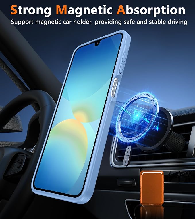 FNTCASE for Galaxy A26 5G Phone Case: Magnetic Matte Translucent Military Grade Drop Protection Cell Phone Cover - Slim Rugged Durable Shockproof Protective for Samsung A26 Cases - Light Blue