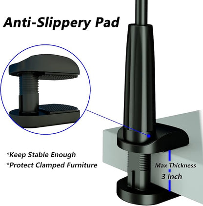 MAGIPEA Cell Phone Clip Bed Stand Holder, with Grip Flexible Long Arm Gooseneck Bracket Mount Clamp for Desk, Compatible with iPhone 17/16 Pro Max, 15, 14 or Other 3.5-7" Devices (Black, 34in)