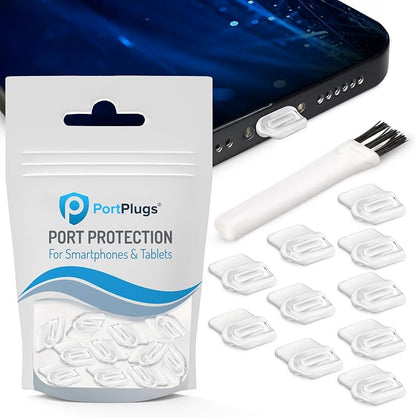 PortPlugs USB-C Dust Plugs - Easy-Grip Design, Compatible with iPhone 15/16/17 & Air, iPad Pro/Mini, MacBook Pro/Air, Galaxy S26-S8, Pixel, Android & USB-C Devices - Clear (10-Pack)