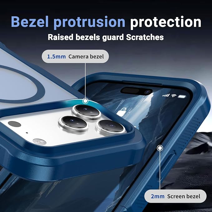 jaroco Magnetic for iPhone 17 Pro Max Case, [Compatible with MagSafe][Military Grade Drop Protection][Heavy Duty Protection][Non-Slip][Shockproof] 2-Layer Durable Bumper Phone Case 6.9''-Deep Blue