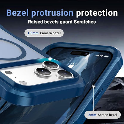 jaroco Magnetic for iPhone 17 Pro Max Case, [Compatible with MagSafe][Military Grade Drop Protection][Heavy Duty Protection][Non-Slip][Shockproof] 2-Layer Durable Bumper Phone Case 6.9''-Deep Blue