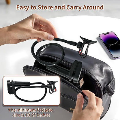 Gooseneck Phone Clamp Mount for Bed, 360° Flexible Arm, Heavy Duty & Stable, Anti-Slip Silicone Grip, Universal for 4–7" Smartphones, Compatible with iPhone 15/14/13 Pro Max, Samsung Galaxy S23/S22