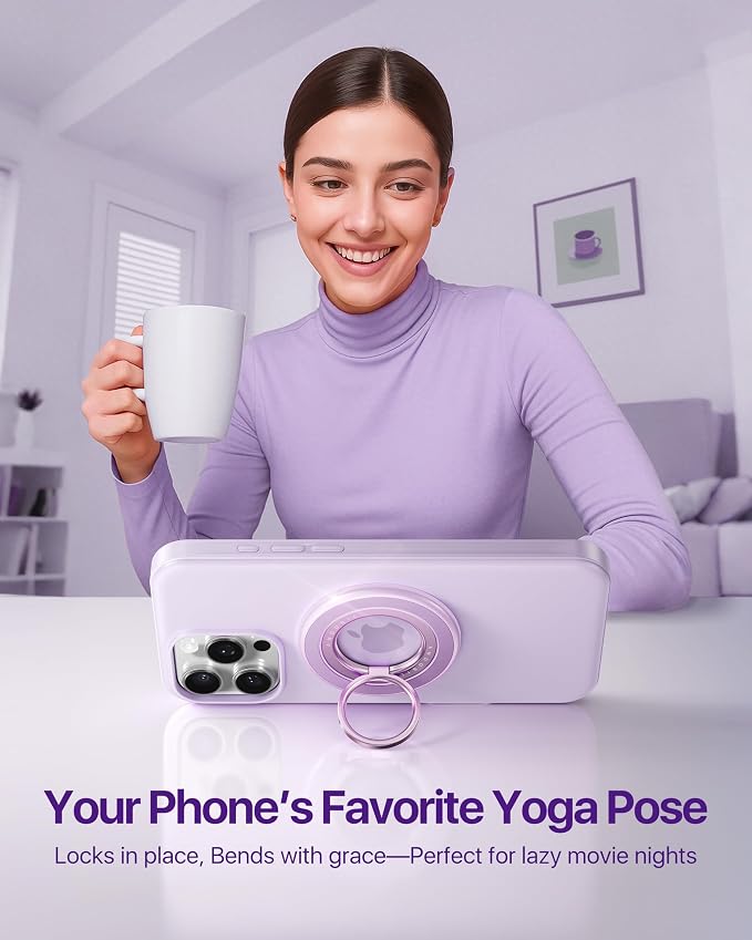 andobil [2026 3rd Gen] Magnetic Phone Grip for MagSafe [360° Rotatable & Ultra-Stable] Two-Sided Magnet Cell Phone Ring Holder Compatible with MagSafe Accessories, iPhone 17 Air 16 15 Pro Max, Purple