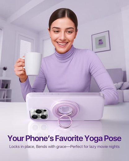 andobil [2026 3rd Gen] Magnetic Phone Grip for MagSafe [360° Rotatable & Ultra-Stable] Two-Sided Magnet Cell Phone Ring Holder Compatible with MagSafe Accessories, iPhone 17 Air 16 15 Pro Max, Purple