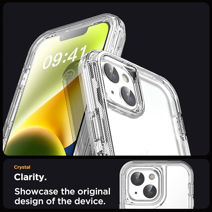 AICase for iPhone 16e/iPhone 13/iPhone 14 Case Clear 3 in 1 Heavy Duty Drop Protection Full Body Rugged Shockproof/Dust Proof 3-Layer Military Protective Tough Durable Cover for iPhone 16e/13/14 6.1"