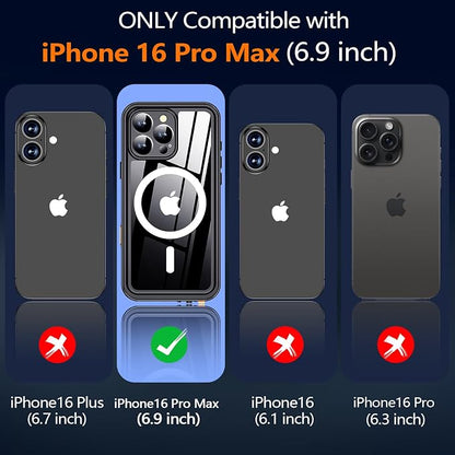 xiwxi for iPhone 16 Pro Max Case Waterproof,[IP68 Underwater][Built-in Screen Protector ][Compatible with MagSafe][15FT Military Dropproof][Dustproof] Full Body Shockproof Protective Phone Case 6.9"