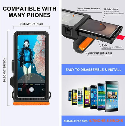 2026 Diving Snorkeling Phone Case for iPhone 17/16/15/14/13/12/11 Pro Max/XS/X Samsung Galaxy S26/S25/S24 Professional Scuba Dive Waterproof Underwater Photo Video Cover (4TH Gen, Orange)