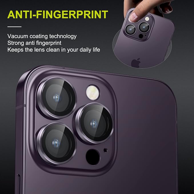 WSKEN for iPhone 14 Pro/iPhone 14 Pro Max Camera Lens Protector,[Night Shooting Mode] HD Tempered Metal Glass Camera Screen Protector Cover Film Accessories,Deep Purple