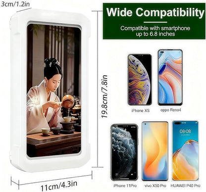 Shower Phone Holder Waterproof, 480° Rotatable Retractable Angle Adjustable Bathroom Wall Phone Mount Stand, Phone Holder for Shower, Anti-Fog Touchscreen Phone Shower Holder for 4-7'' Cellphones