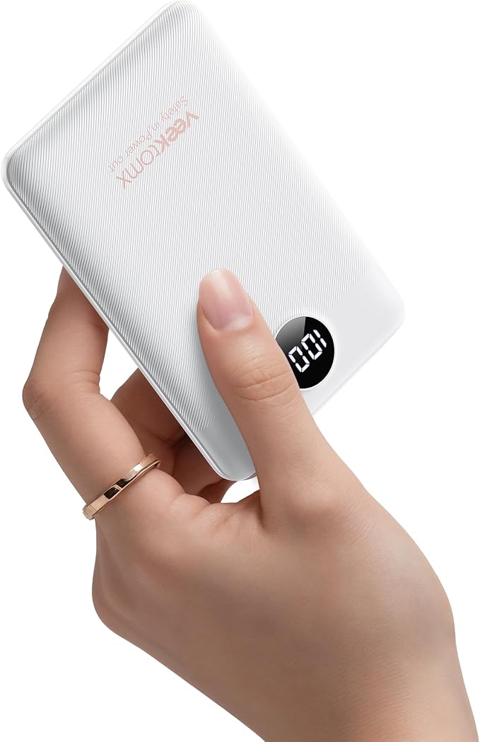 Portable Charger 10000mAh, Ultra Slim Power Bank Fast Charging with Attached USB C Cable, Travel Essential Phone Power Bank Battery Pack for iPhone 17/16/15/14 Samsung S25 Google etc, White