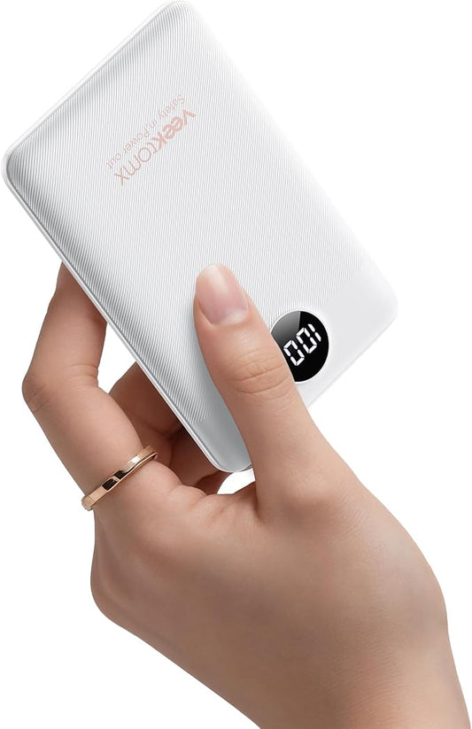 Portable Charger 10000mAh, Ultra Slim Power Bank Fast Charging with Attached USB C Cable, Travel Essential Phone Power Bank Battery Pack for iPhone 17/16/15/14 Samsung S25 Google etc, White