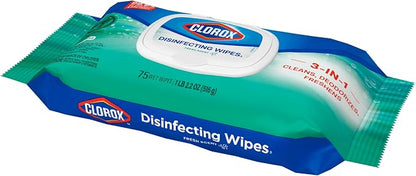 Clorox Disinfecting Wipes Flex Pack, Bleach Free, Fresh Scent, 75 Count (Pack May Vary)