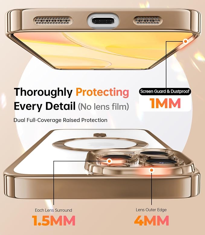 Meifigno Magnetic Case for iPhone 16 Pro 6.3'' with Removable Phone Ring Stand, [Glitter Card & Wrist Strap] [MagSafe Compatible] [Built-in Mirror] Phone Ring Stand + Phone Case Kit, Desert Titanium