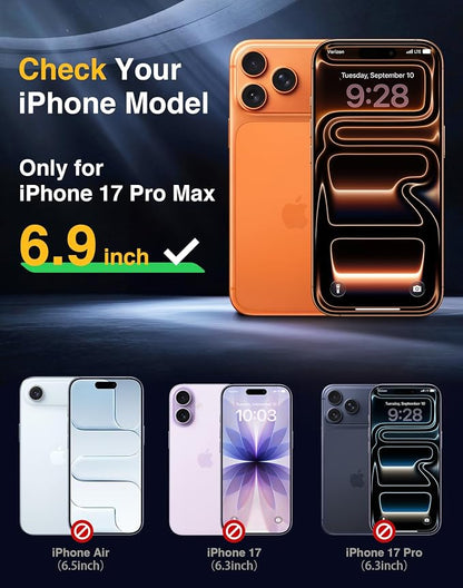 Lanhiem Magnetic for iPhone 17 Pro Max Case Waterproof, Built in Screen Protector & Camera Protection, [Compatible with MagSafe] Full Body Dustproof Heavy Duty Rugged Phone Case 6.9'' (Orange)