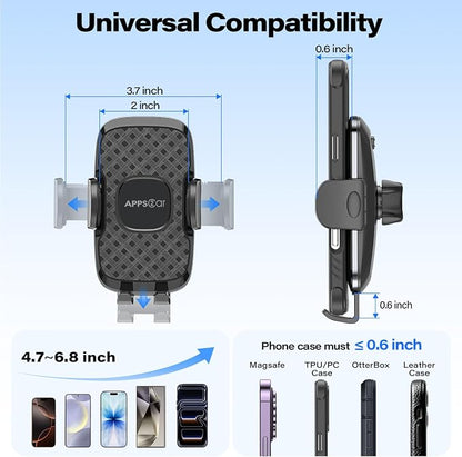 APPS2Car 14'' Gooseneck Car Phone Holder,Heavy Duty Phone Holder for Truck, [Flexibile Long Arm] [Anti Shake stabilizer] Windshield Car Phone Mount Suction Cup,Fit for iPhone, Samsung (Black Plaid)