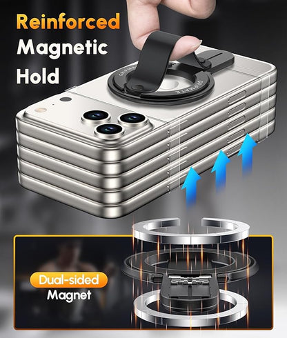 2nd Gen for Magsafe Phone Grip for iPhone - Strong Dual-Sided Magnetic Phone Ring Holder - Detachable, Comfortable Finger Loop Stand for iPhone 17 Pro Max 16 15/14/13/12 Series (Black)