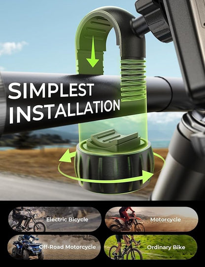 LISEN Bike Phone Holder, [Super Easy Install] Motorcycle Phone Mount Ebike Accessories Bicycle Handlebar Holder Mount Gift for Adults Kids Mountain Mini Bike Gear Accessories for iPhone Samsung Pixel