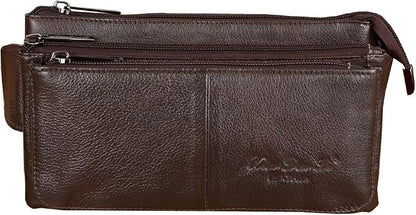 Hebetag Leather Fanny Pack Waist Bag for Men Women Outdoor Travel Hunting Hiking Camping Hip Bum Belt Cell Phone Purse Wallet Pouch, Coffee