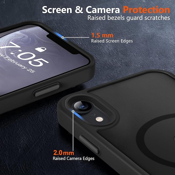 MOCCA Strong Magnetic for iPhone XR Phone Case, [Compatible with Magsafe][Mil-Grade Drop Protection] Slim Thin Translucent Matte Protective Cover Case for iPhone XR Case 6.1'', Black