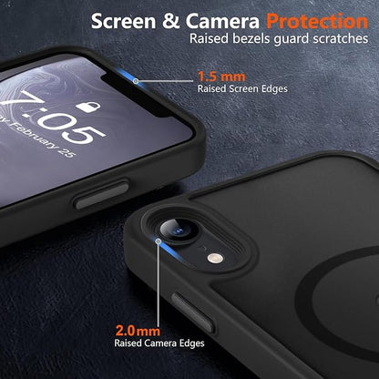 MOCCA Strong Magnetic for iPhone XR Phone Case, [Compatible with Magsafe][Mil-Grade Drop Protection] Slim Thin Translucent Matte Protective Cover Case for iPhone XR Case 6.1'', Black
