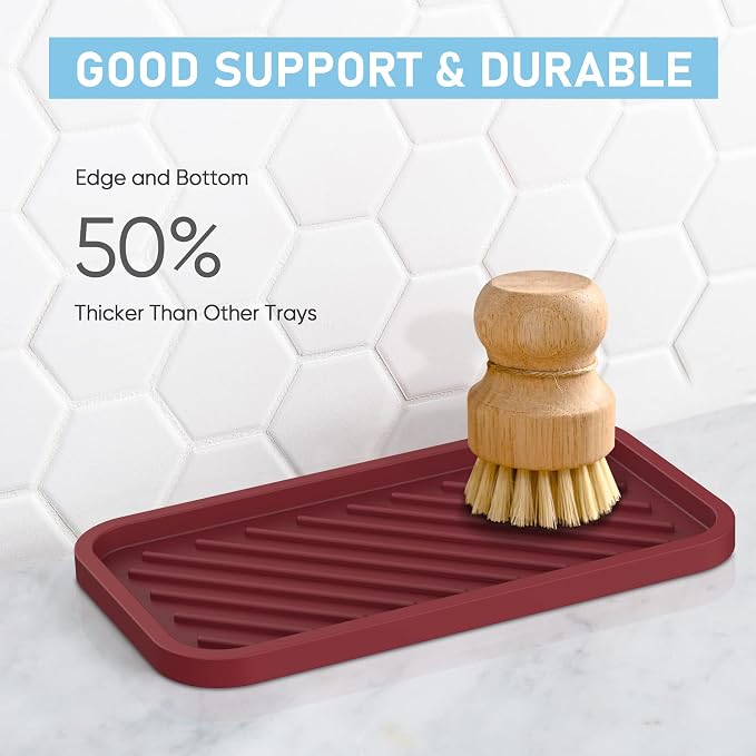 EG-SIPRO Silicone Sponge Holder,Large 10" Kitchen Sink Organizer Tray Kitchen Soap Tray Soap Sponge Holder for Bathroom Counter Sponge Caddy Dish Soap for Scrubber,Soap Dispenser,Scouring Pad