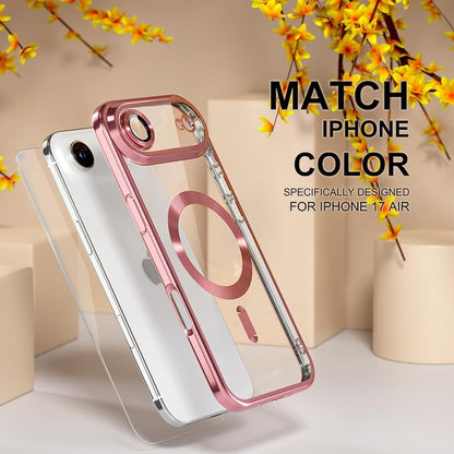 Misea Magnetic for iPhone 17 Air Case Compatible with MagSafe [Never Yellowing] [Military Grade Drop Protection] Full Camera Lens Protector Plating Soft Clear Phone Case for Women, Pink