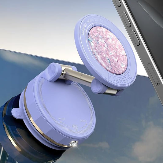 Upgraded Vacuum Magnetic Car Phone Holder for MagSafe[108+LBS Strongest Suction & 3000gf Strongest Magnetic],360° Adjustable Suction Cup Phone Mount for Car,Gym,Mirror,Men Women-Purple