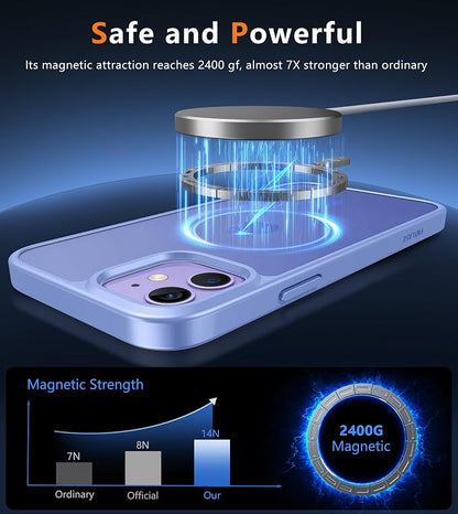 FNTCASE for iPhone 12 Phone Case: for iPhone 12 Pro Magnetic Matte Textured Military Grade Drop Protection Translucent Cell Phone Cover - Slim Durable Shockproof Protective Bumper