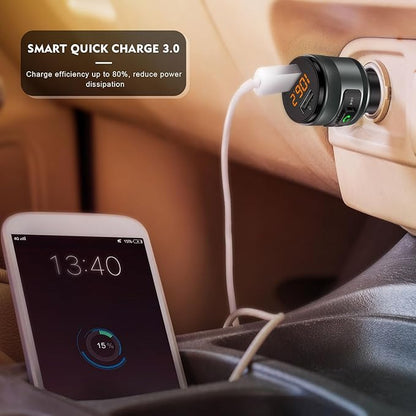 Bluetooth 5.4 FM Transmitter for Car, MP3 Music Player Wireless Radio Adapter Kit with QC 3.0 Fast Charger, Hands-Free Calling, Supports USB Drive for 12V/24V Vehicles