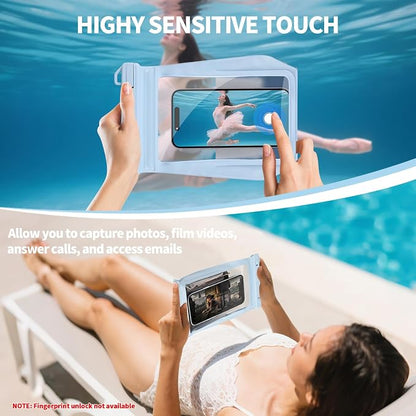 Large Waterproof Phone Pouch Floating, Waterproof Phone Case for iPhone 15 14 Pro Max 13 12 Plus 11 XS XR X Samsung up to 8.5'', IPX8 Water Proof Cell Phone Dry Bag for Beach Swimming Kayaking, Blue