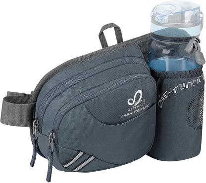 WATERFLY Fanny Pack Waist Bag: Waist Pack for Women Men with Water Bottle Holder Hiking Fanny Pack for Running Walking DogWalking Travel Cycling
