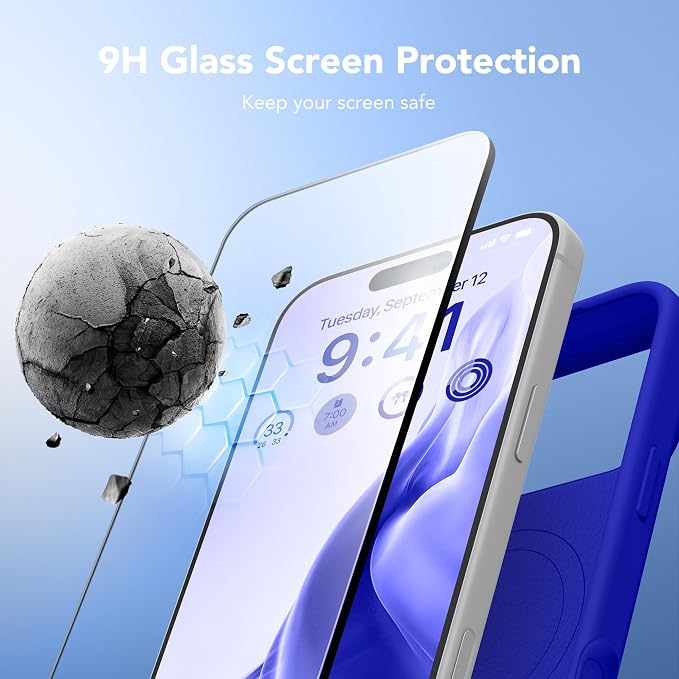 GONEZ Magnetic for iPhone 17 Pro Case, Compatible with MagSafe, [Screen Protector + Camera Lens Protector], Liquid Silicone Anti-Scratch Shockproof Protective Phone Case 6.3 inch, Cobalt Blue