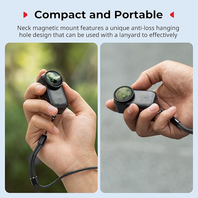 SmallRig Magnetic Mount for DJI Osmo Nano, for Insta360 GO 3S, with Neck Strap, Wrist Strap, Anti-Loss Hanging Hole Design, Neck Mount POV/Vlog Selfie