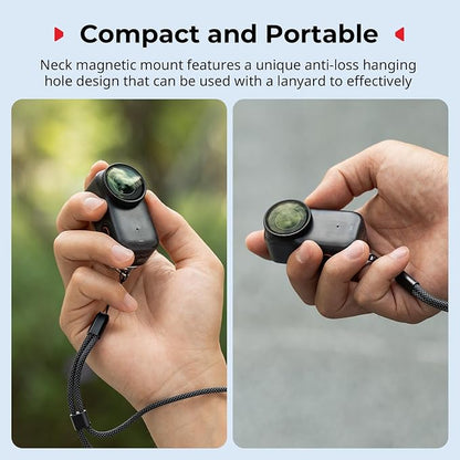 SmallRig Magnetic Mount for DJI Osmo Nano, for Insta360 GO 3S, with Neck Strap, Wrist Strap, Anti-Loss Hanging Hole Design, Neck Mount POV/Vlog Selfie