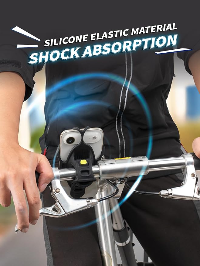 Bone Bike Tie 6, Bicycle Phone Mount for Handlebar, Scratch-Free & Shock-Absorbing Silicone MTB Holder with Dual-Strap Protection, Cycling Phone Carrier for iPhone & 4.7"–7.2" Smartphones (Handlebar)