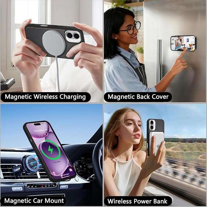 Wallet Case for iPhone 16 Plus with Card Holder/Crossbody Wallet/Strap| RFID Blocking | Magnetic | Kickstand | Detachable | PU Leather Phone Case for iPhone 16 Plus,6.7 in,Black
